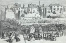 Cornerstone dedication ceremony, new Masonic Temple, Baltimore, Maryland, November 20, 1866, artist's impression.