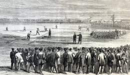 Baseball game between Atlantic of Brooklyn and Athletics of Philadelphia, Brooklyn, New York, October 15, 1866, artist's impression.