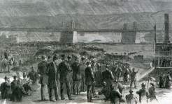 U.S. Single Scull Championship Race, Pittsburgh, Pennsylvania, May 21, 1867, artist's impression.