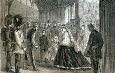 Queen Victoria opening the British Parliament in London, February 5, 1867, 1866, artist's impression.