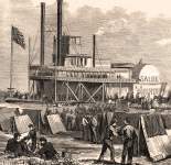 New York and Rhode Island troops land at W.D. Winter's Plantation, Louisiana, June 17, 1863, artist's impression, detail