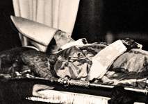 Archbishop John Hughes prepared for burial, New York City, January, 1864, Brady image, detail