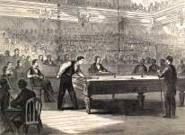 The National Billiards Championship, Irving Hall, New York City, June 1-11, 1863, artist's impression
