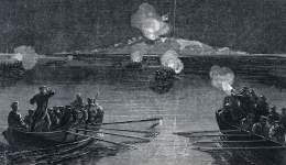Union small boat attack on Battery Gregg and Cumming's Point, night of September 5, 1863, artist's impression, detail
