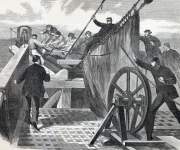 The Atlantic Telegraph Cable breaking aboard the Great Eastern, July 31, 1865, artist's impression
