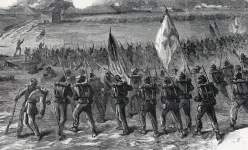 Fifth Corps in action at Peeble's Farm, Virginia, September 30, 1864, artist's impression, detail