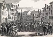 German Federal Troops occupy the predominantly German-speaking Danish town of Altona, February 1864, artist's impression
