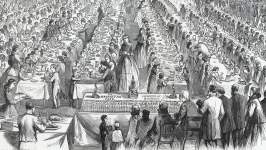 Thanksgiving Dinner, Five Points Mission, New York City, December 1865, artist's impression, detail