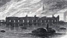 Fire at the Michigan Central Railroad Depot, Detroit, Michigan, October 18, 1865, artist's impression, detail