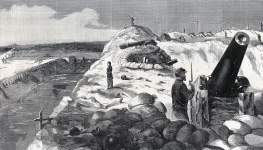 Fort Wagner, South Carolina, in Union hands, seaward side, September 7, 1863, artist's impression, detail
