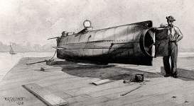 C.S.S. H.L. Hunley, circa 1863, artist's impression