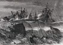Hurricane, Calcutta, India, October 5, 1864, artist's impression, detail