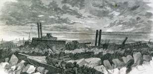 Ice Jam on the Mississippi River at St. Louis, Missouri, December 16, 1865, artist's impression