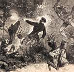 Death of U.S. Army courier Lieutenant F.J.H. Beever during North Dakota campaign, artist's impression, detail 