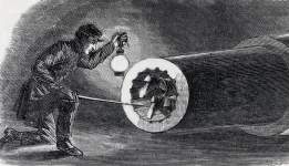 Samuel Mudd attempting to escape prison at Fort Jefferson, Dry Tortugas, September 25, 1865, artist's impression