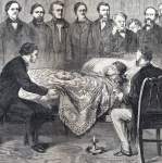 Abraham Lincoln on his deathbed, 10th Street, Washington, DC, April 14-15, 1865, artist's impression, detail