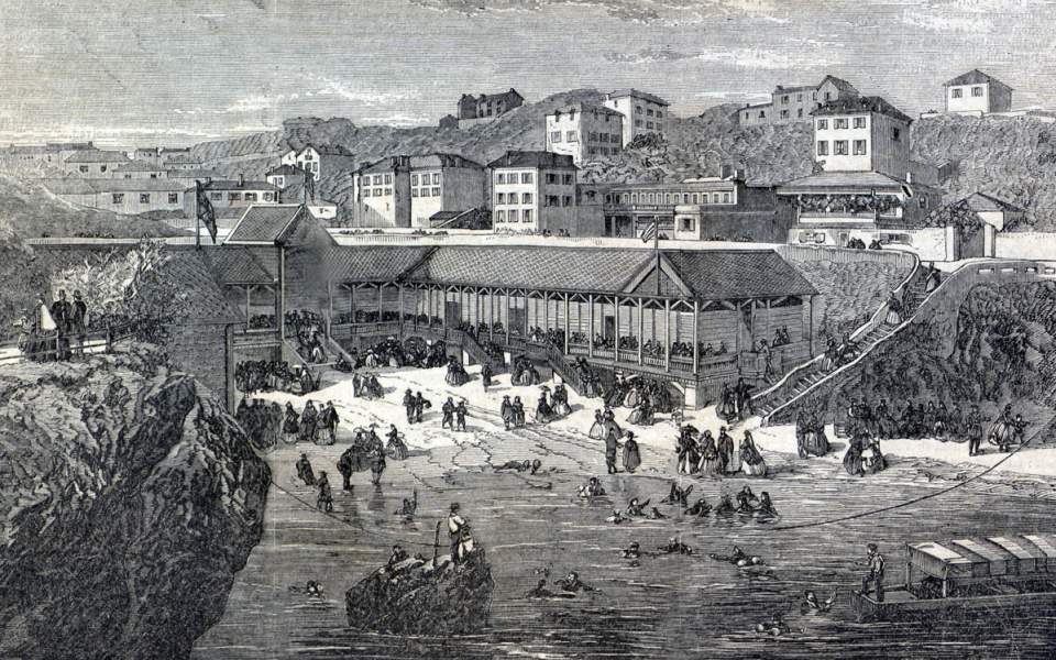 Biarritz, France, summer 1866, artist's impression.