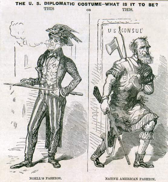 "Diplomatic Costume," cartoon, Frank Leslie's Illustrated, April 13, 1867.