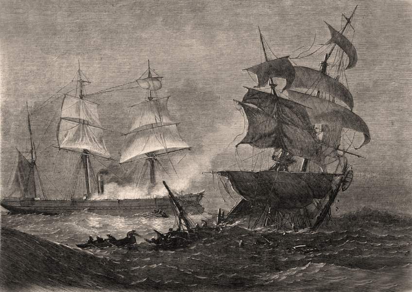 Collision at Sea, December 1, 1866, artist's impression.