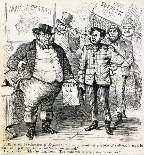 "Reform Bill," cartoon, Harper's Weekly Magazine, May 11, 1867. 