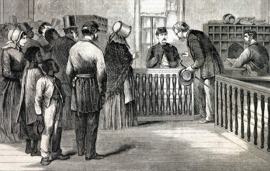 Freedmen's Bureau Offices, Richmond, Virginia, 1866, artist's impression, detail.