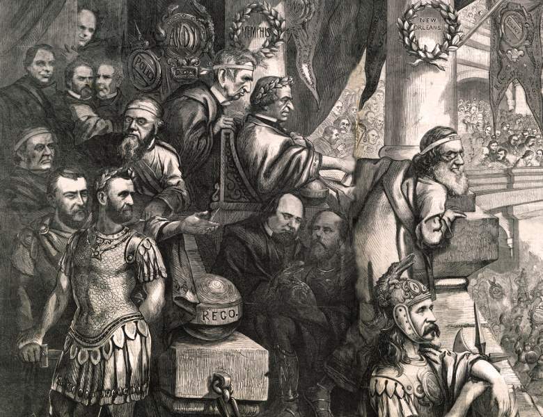 Thomas Nast, "Amphitheatrum Johnsonianum - Massacre of the Innocents at New Orleans, July 30, 1866," cartoon, detail.