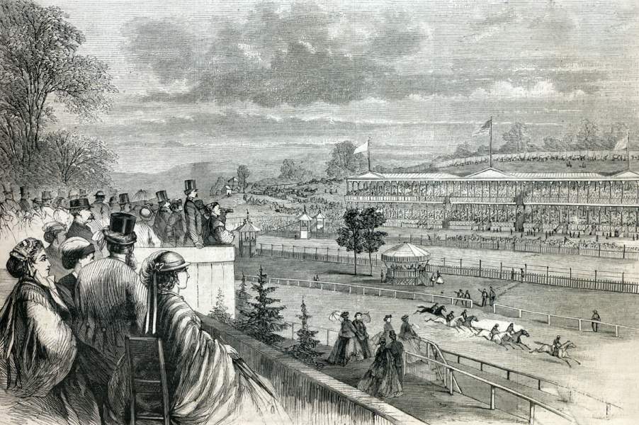 Inaugural Race Meeting, Jerome Park, New York, September 25, 1866, artist's impression.