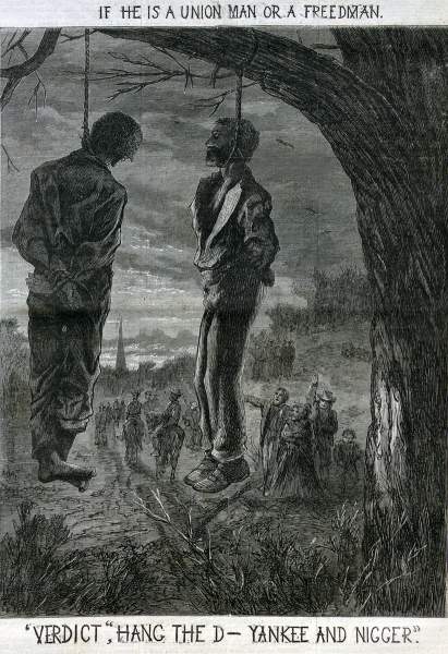 Thomas Nast, "Southern Justice," cartoon, Harper's Weekly Magazine, March 23, 1867, right panel detail.