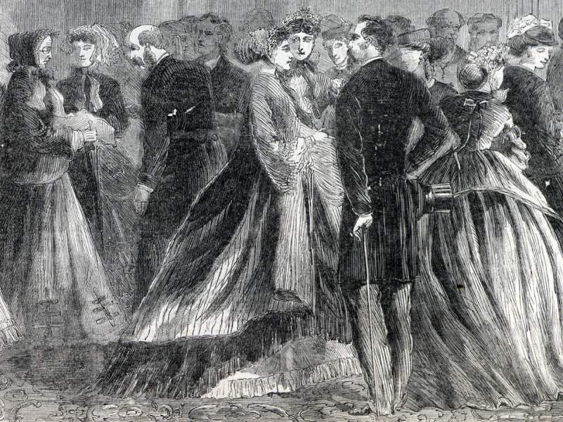 Female Lobbyists at the White House, Washington, DC, October 1866, artist's impression, detail.