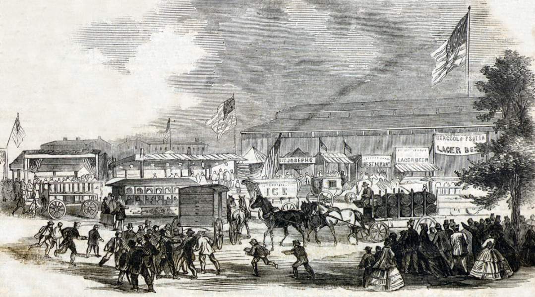 Girard Avenue, Philadelphia during the National Union Convention, Philadelphia, August 1866, artist's impression.
