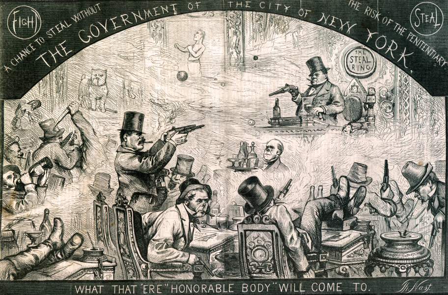 Thomas Nast, "The Government of the City of New York," Harper's Weekly Magazine, February 9, 1867, zoomable image. 
