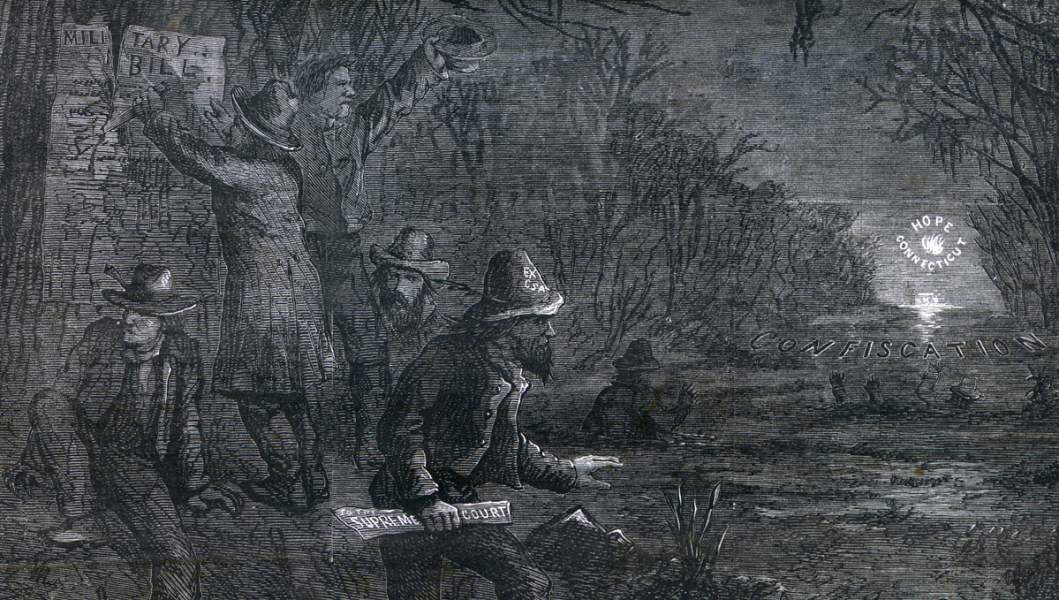 Thomas Nast, "Ignis - Fatuus," Harper's Weekly Magazine, April 20, 1867, detail.