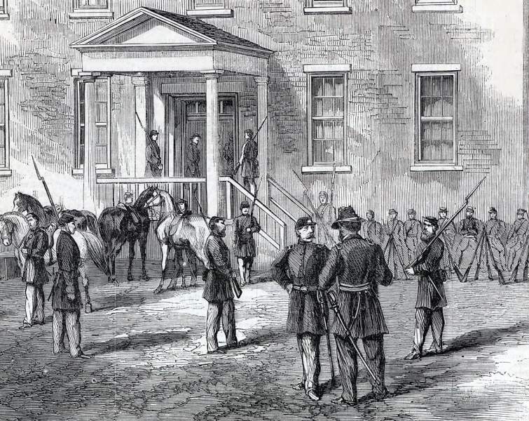 Main Entrance, Old Penitentiary, Washington, D.C., May 1865, artist's impression, detail