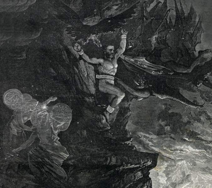 Thomas Nast, "Prometheus Bound," cartoon, Harper's Weekly Magazine, March 2, 1867, detail.