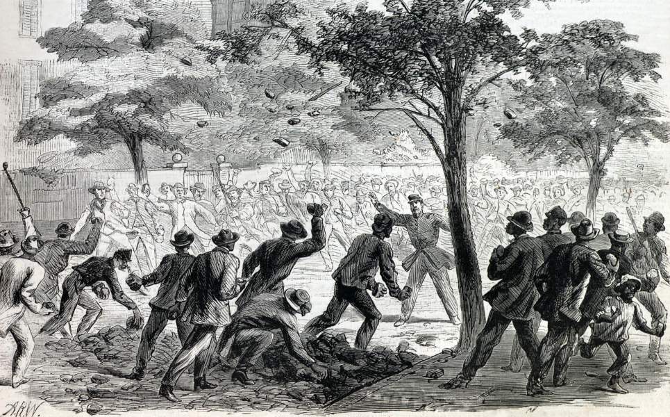 African-American family among the ruins of Columbia, South Carolina, July, 1866, artist's impression, detail