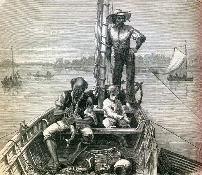 Fishing in the Sea Islands, Georgia, March 1867, artist's impression.