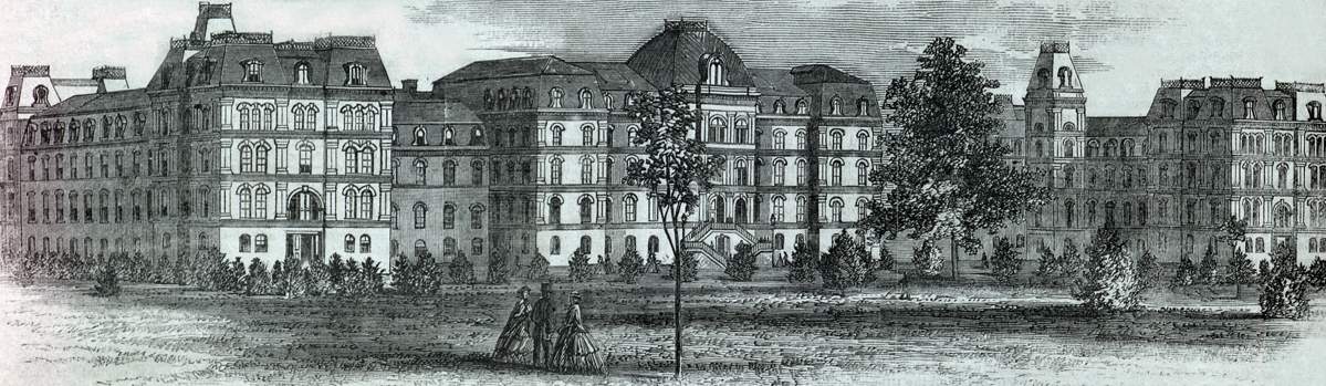 Vassar College, Poughkeepsie, New York, summer 1866, artist's impression.