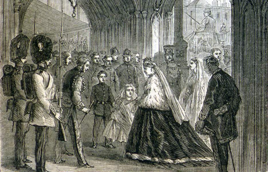 Queen Victoria opening the British Parliament in London, February 5, 1867, 1866, artist's impression.