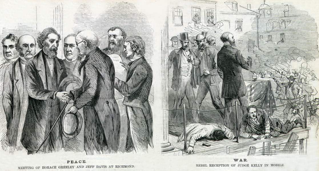 "Peace and War," Harper's Weekly, June 1, 1867, artist's impression. 