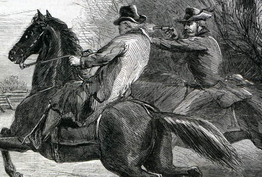 Murder of Tennessee State Senator Almon Case, January 11, 1867, artist's impression, detail.