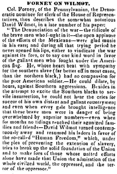 “Forney on Wilmot,” (Natchez) Mississippi Free Trader, March 27, 1850