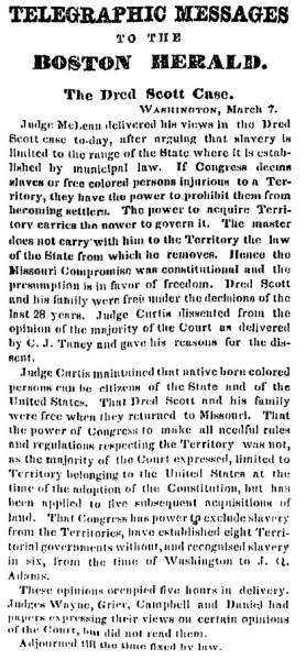 “The Dred Scott Case,” Boston (MA) Herald, March 7, 1857