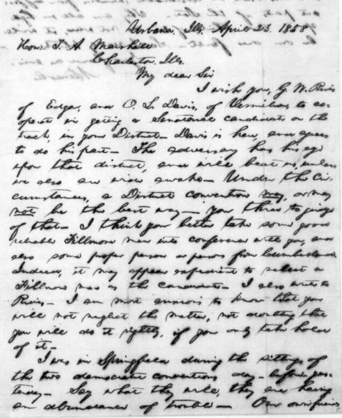 Abraham Lincoln to Thomas A. Marshall, April 23, 1858 (Page 1)