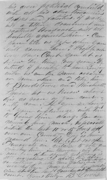 B. Lewis to Abraham Lincoln, August 25, 1858 (Page 4)