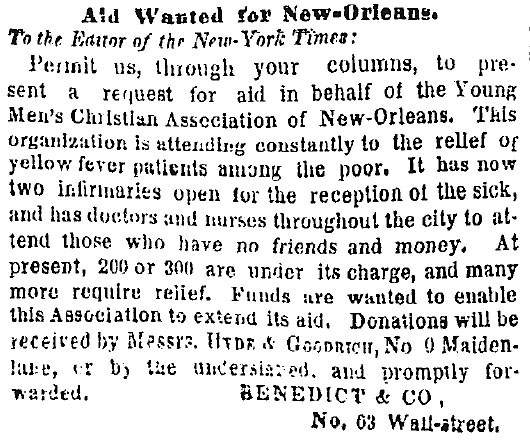 “Aid Wanted for New Orleans,” New York Times, September 11, 1858