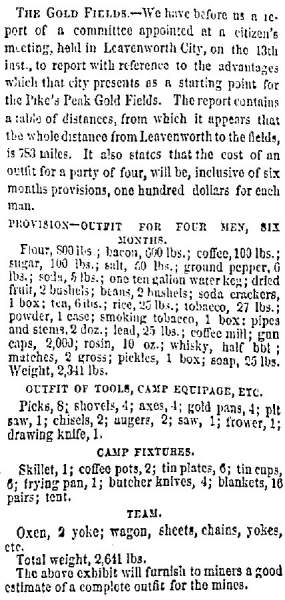 “Gold Fields,” (St. Louis) Missouri Republican, September 26, 1858