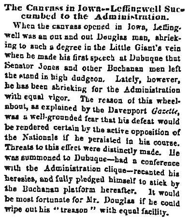 “The Canvass in Iowa,” Chicago (IL) Press & Tribune, October 7, 1858