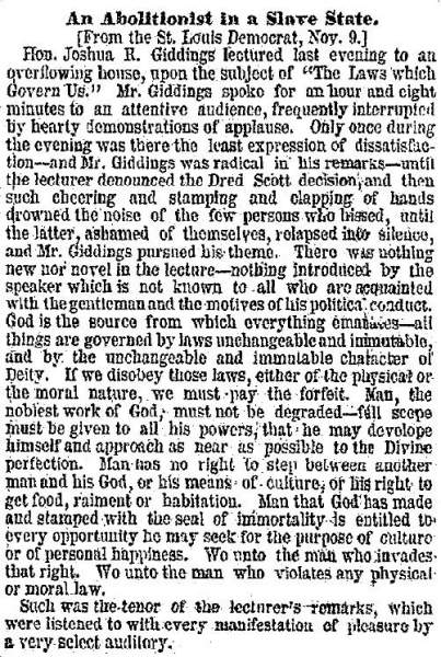 “An Abolitionist in a Slave State,” New York Herald, November 15, 1858