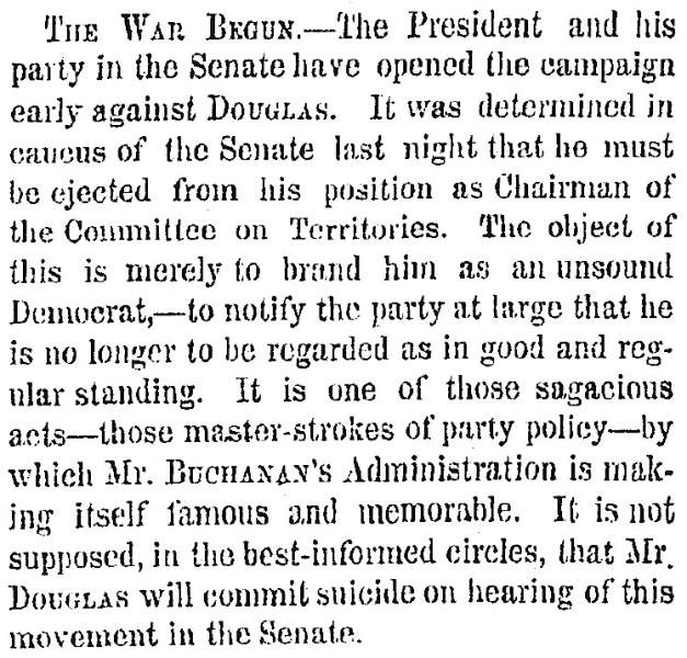 “The War Begun,” New York Times, December 10, 1858