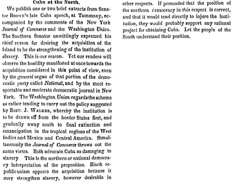 “Cuba at the North,” Charleston (SC) Mercury, March 21, 1859